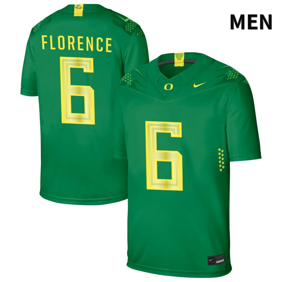 Oregon Ducks Men's #6 Jahlil Florence Football College Authentic Green NIL 2022 Nike Jersey ZTT06O4R